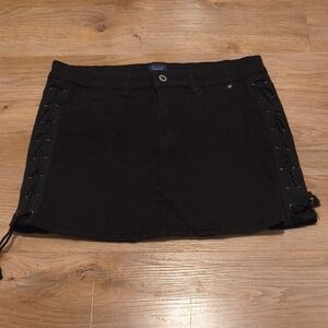 Angel Kiss Black Lace-Up Mini Skirt